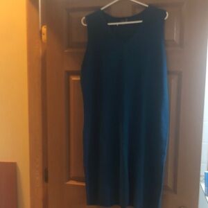 Elegant Vintage Teal Sleeveless Dress